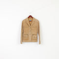 Joie de Vivre Women 10 S Jacket Beige Leather Suede Vintage Boho Shoulder Pads Top