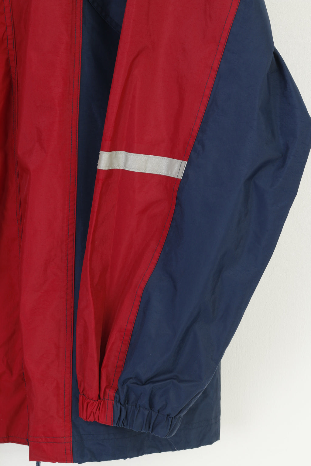Crane Sports Uomo M Giacca con cappuccio in nylon impermeabile blu scuro con cerniera intera vintage