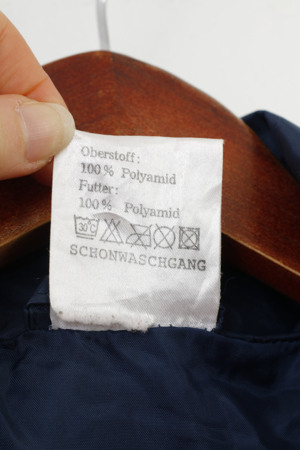 Crane Sports Uomo M Giacca con cappuccio in nylon impermeabile blu scuro con cerniera intera vintage