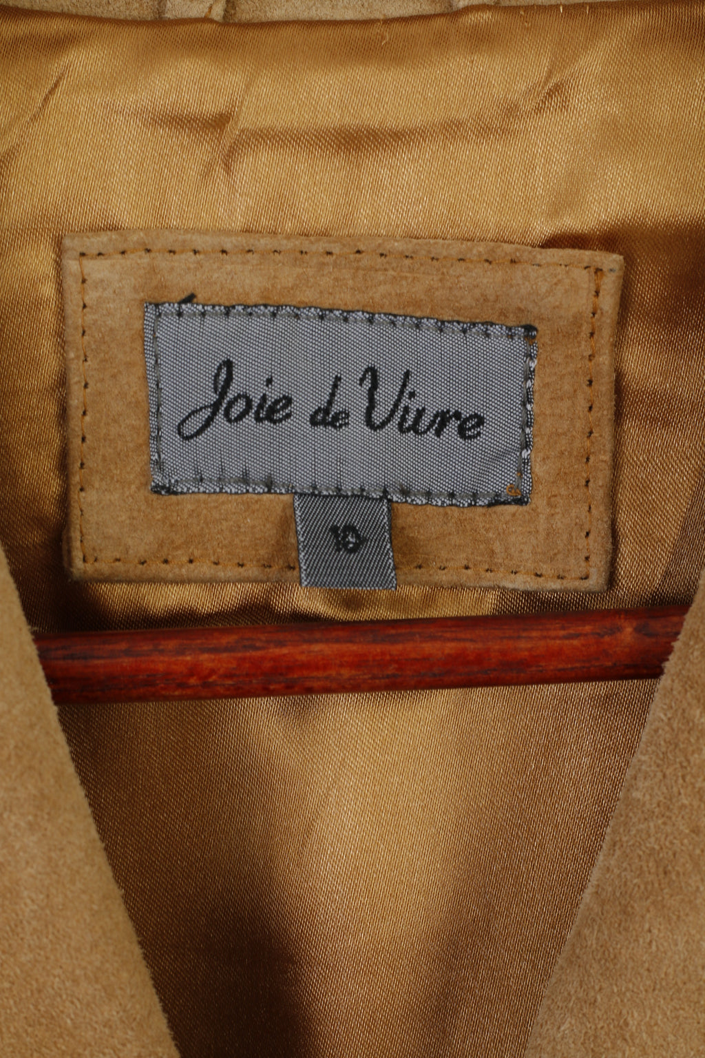 Joie de Vivre Women 10 S Jacket Beige Leather Suede Vintage Boho Shoulder Pads Top