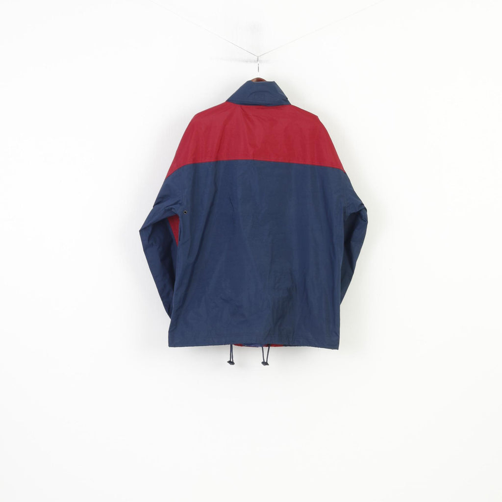 Crane Sports Uomo M Giacca con cappuccio in nylon impermeabile blu scuro con cerniera intera vintage