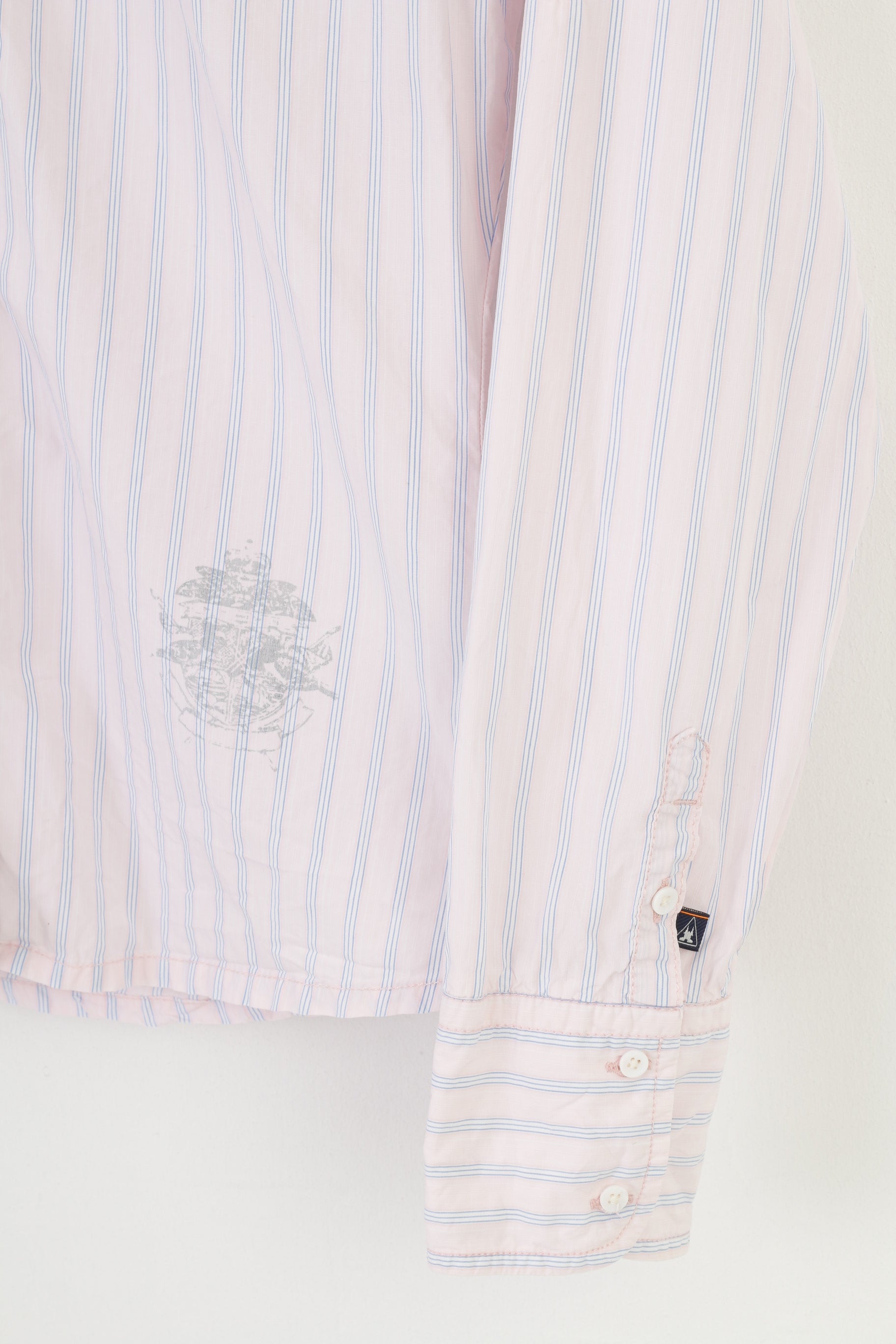 Gaastra Women M Casual Shirt Pink Cotton Striped Long Sleeve Collar Classic Top