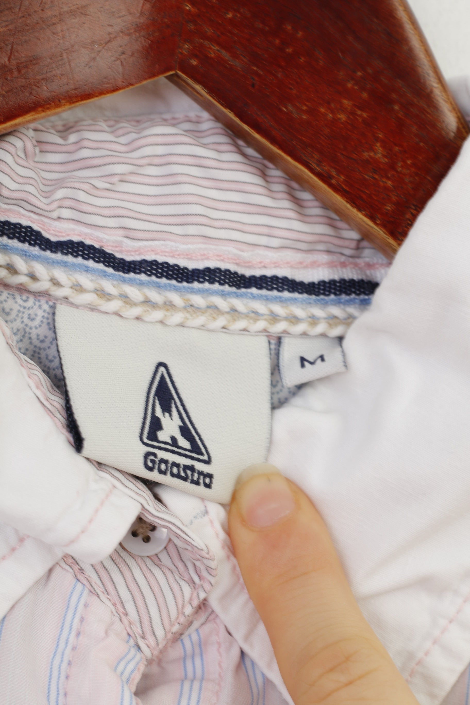 Gaastra Women M Casual Shirt Pink Cotton Striped Long Sleeve Collar Classic Top