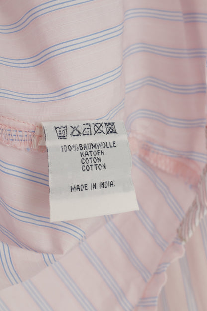 Gaastra Women M Casual Shirt Pink Cotton Striped Long Sleeve Collar Classic Top