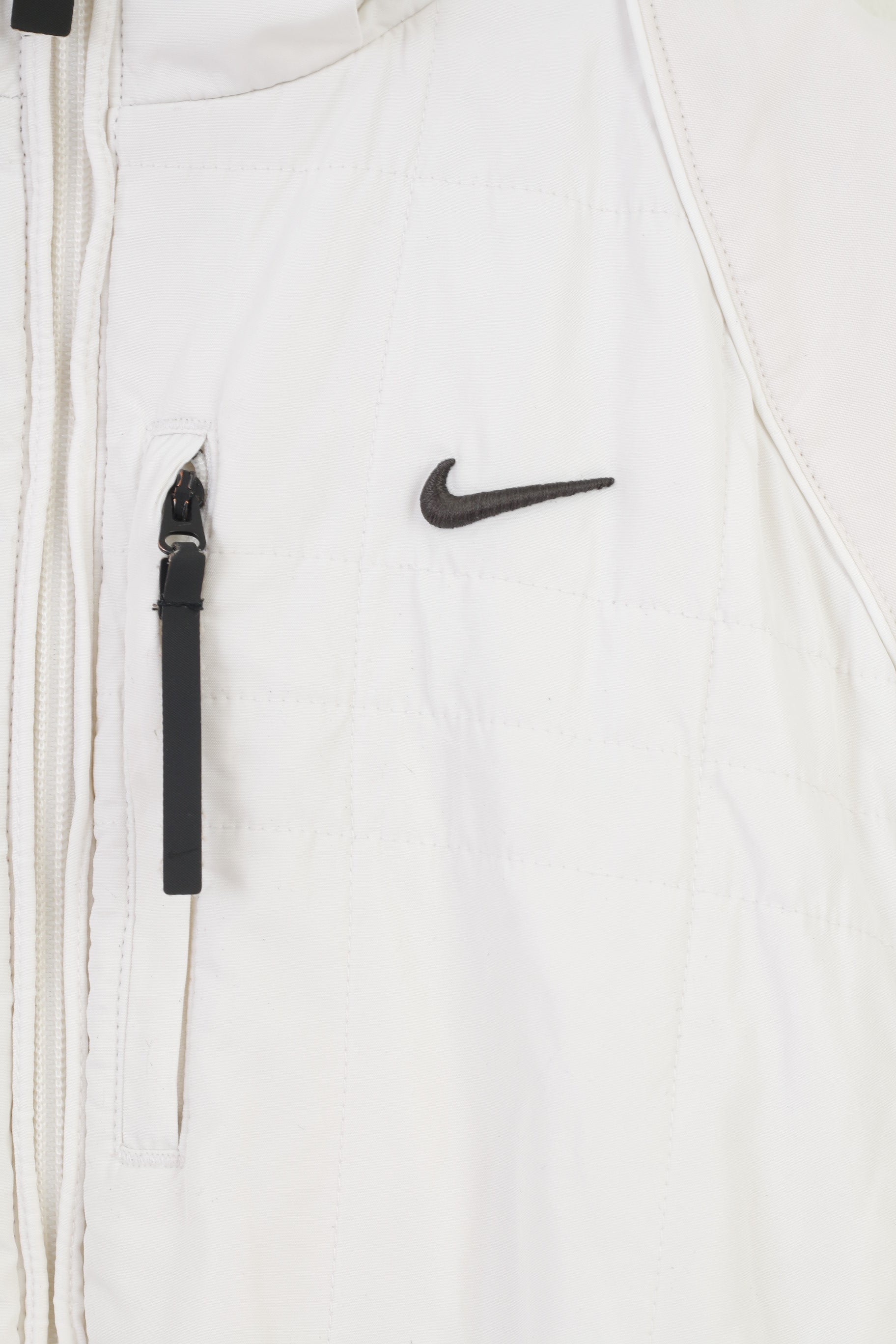 Nike Women 34 Jacket White Padded Hood Pockets Outwear Sport Vintage Top