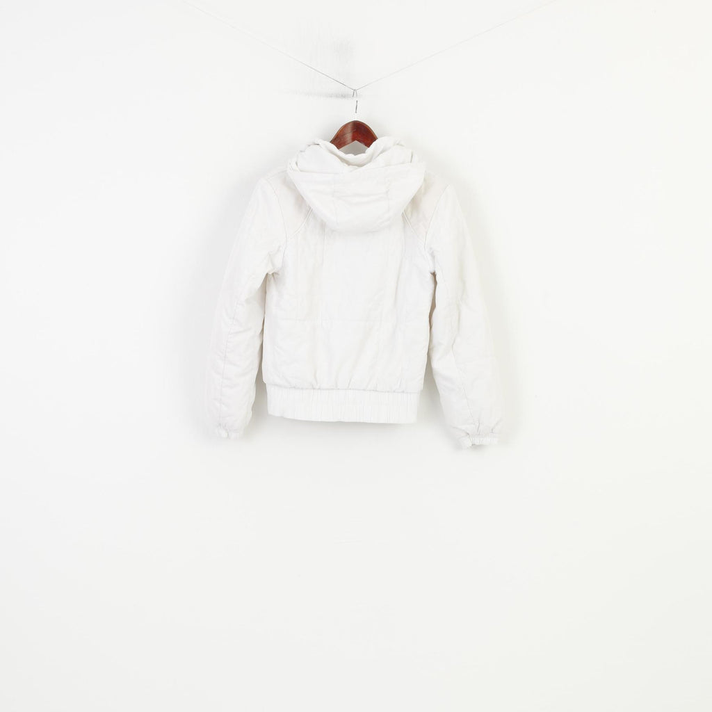 Nike Women 34 Jacket White Padded Hood Pockets Outwear Sport Vintage Top