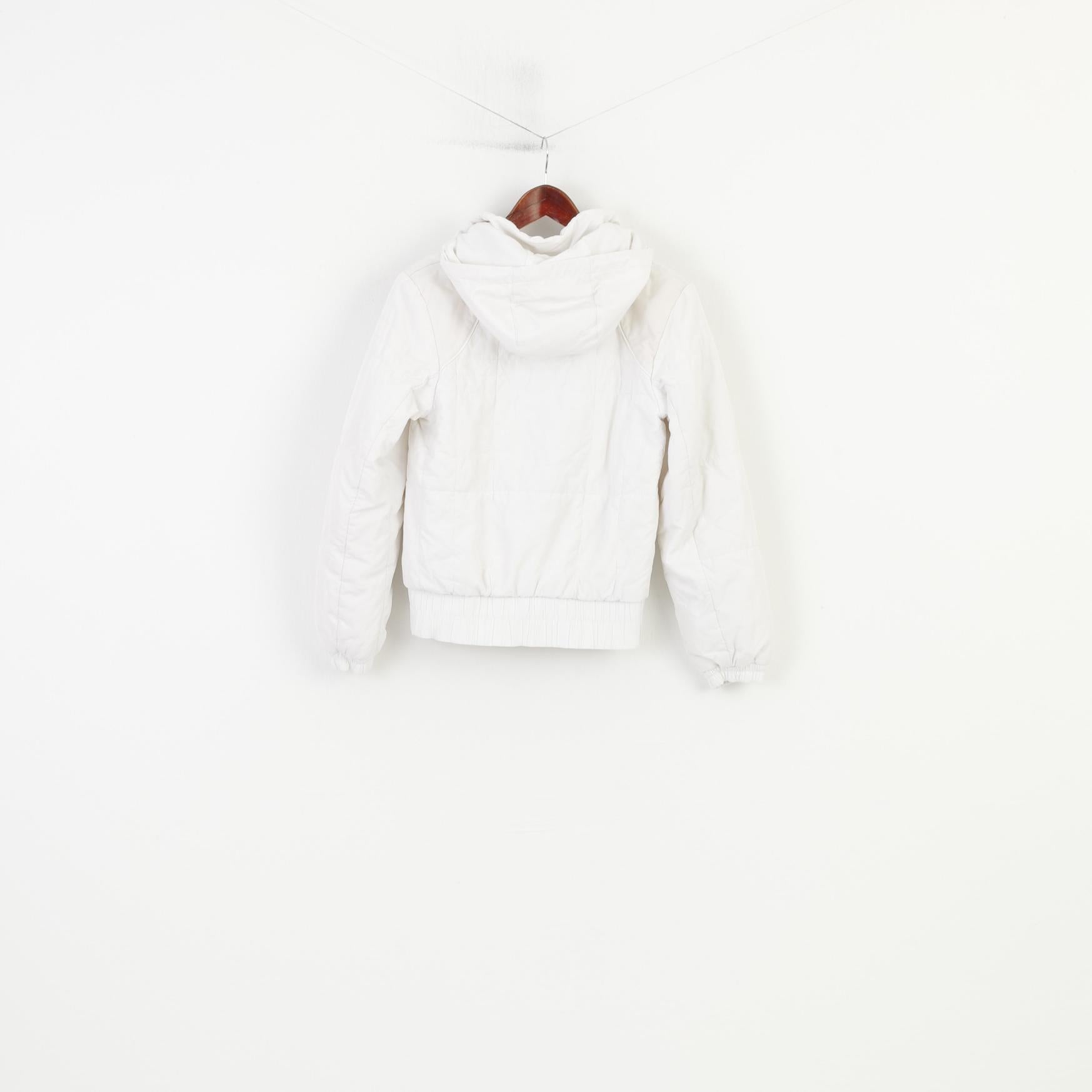 Nike Women 34 Jacket White Padded Hood Pockets Outwear Sport Vintage Top