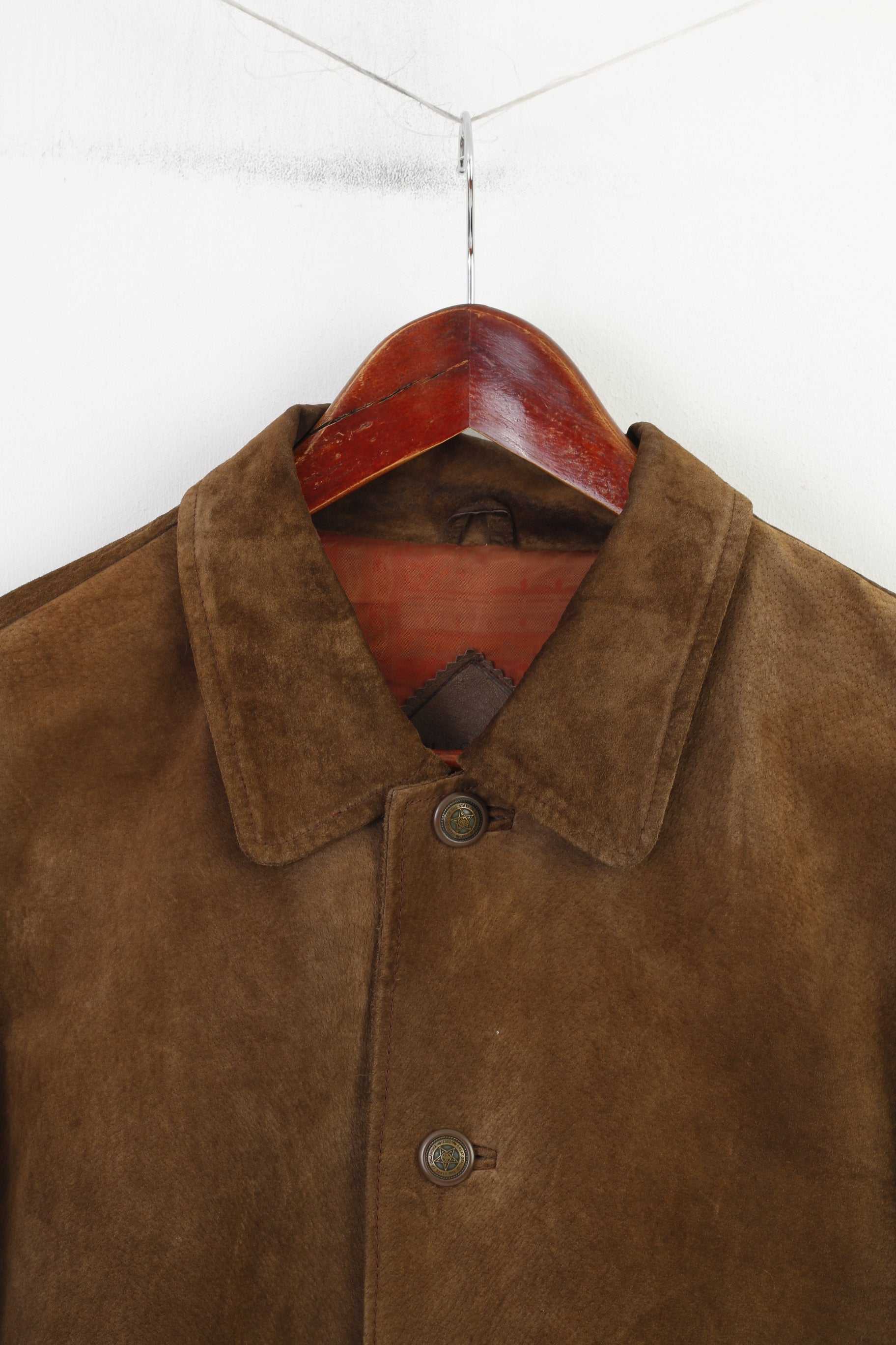 Rollo Club Men S Leather Jacket Brown Bottoms Collar Vintage Top