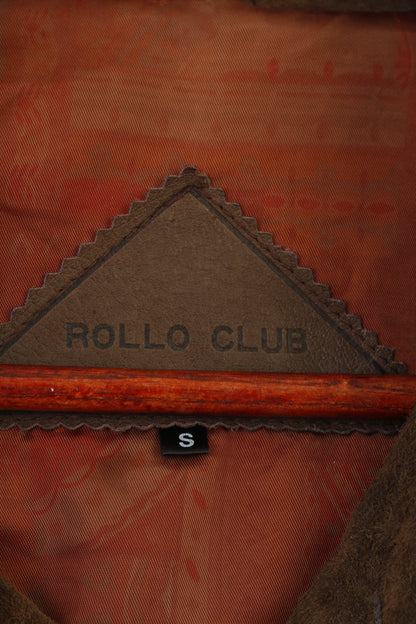 Rollo Club Veste en cuir pour homme avec col marron et haut vintage