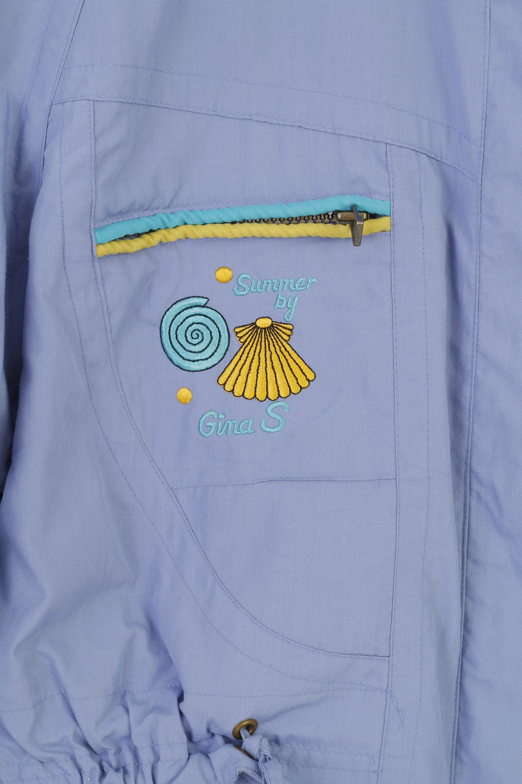 Gina S Women 16 44 XL Jacket Purple Shoulder Pads Full Zipper Pockets Vintage Summer By Top