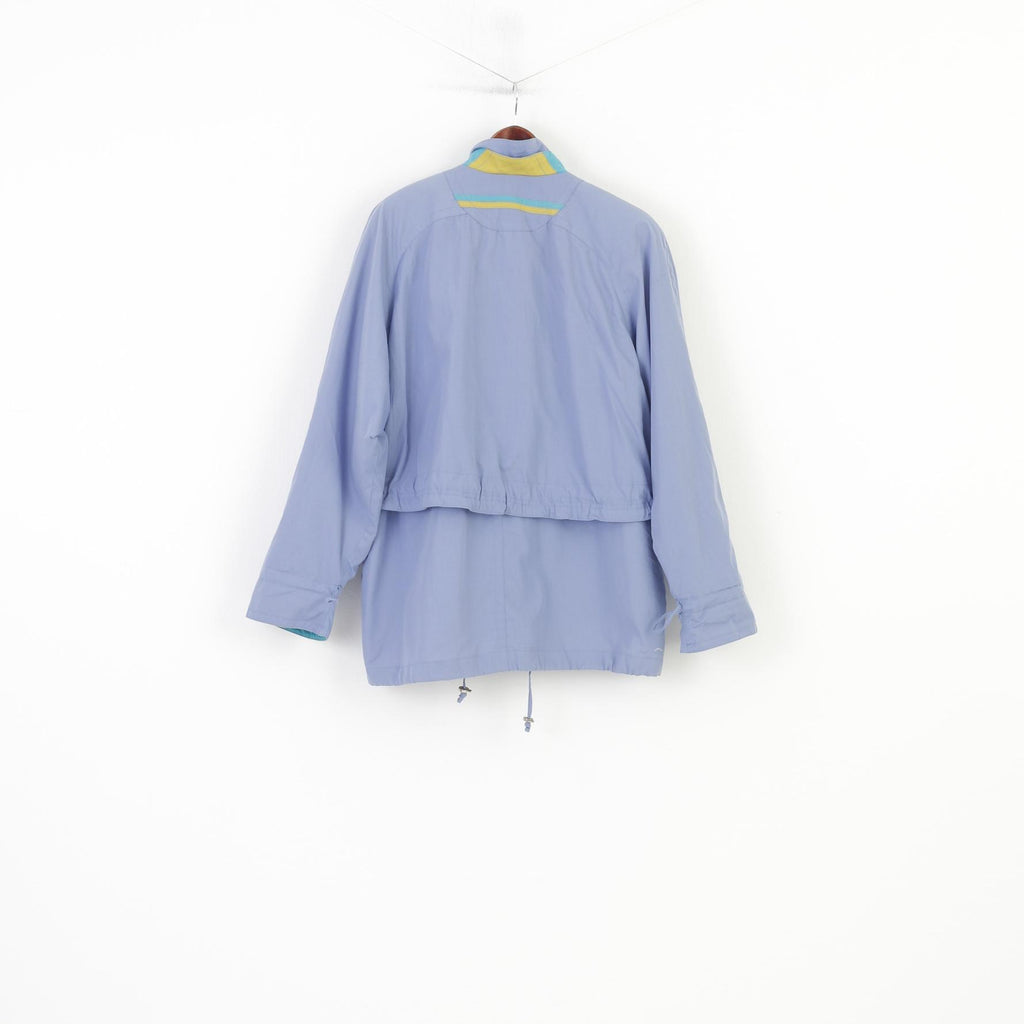 Gina S Women 16 44 XL Jacket Purple Shoulder Pads Full Zipper Pockets Vintage Summer By Top