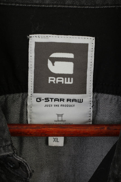 G-Star Raw Men XL Denim Shirt Gris Coton Vintage Snap Haut à manches longues