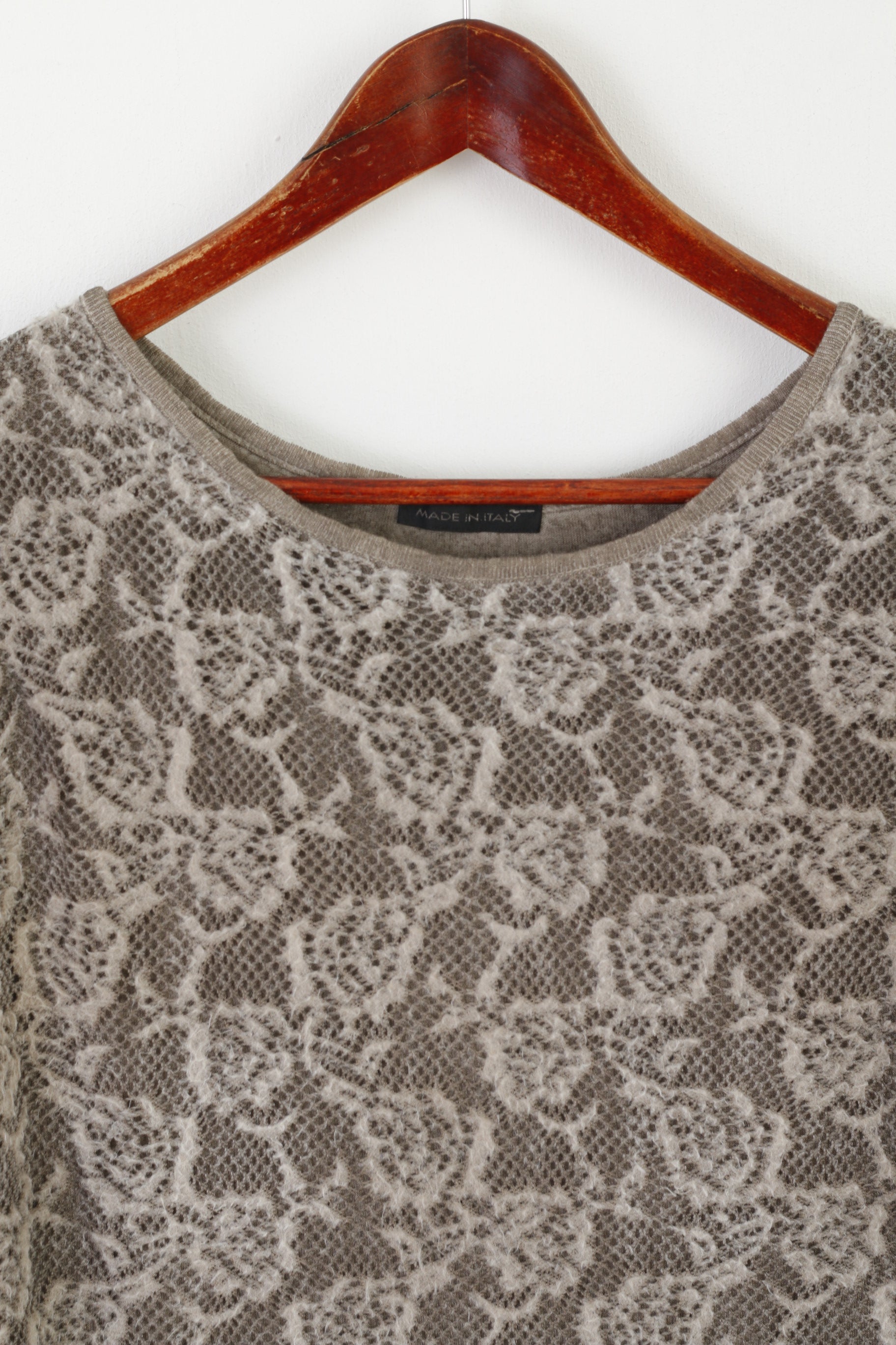 Made in Italy Women 38 S Jumper Gray ThinAcrylic Roses Summer Sweater