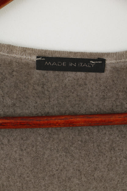 Made in Italy Femme 38 S Pull Gris ThinAcrylic Roses Pull d'été