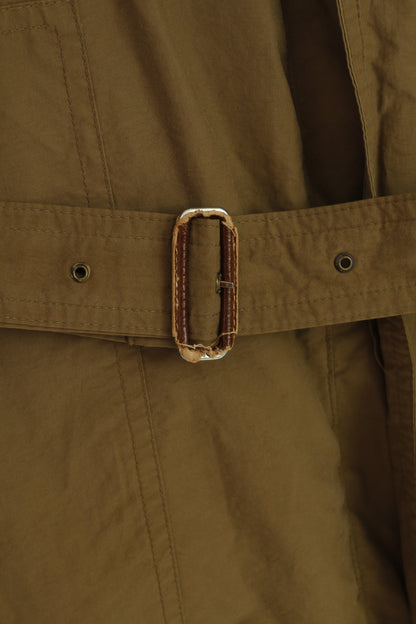 Bugatti Men 52 Jacket Khaki Cotton Full Zipper Vintage Padded Belt Pockets Collar Jacket