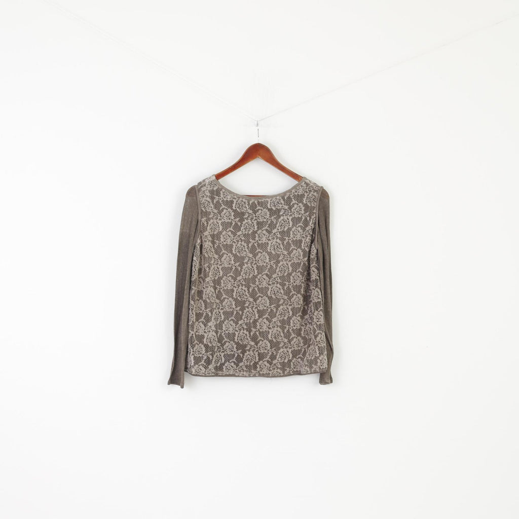 Made in Italy Women 38 S Jumper Gray ThinAcrylic Roses Summer Sweater