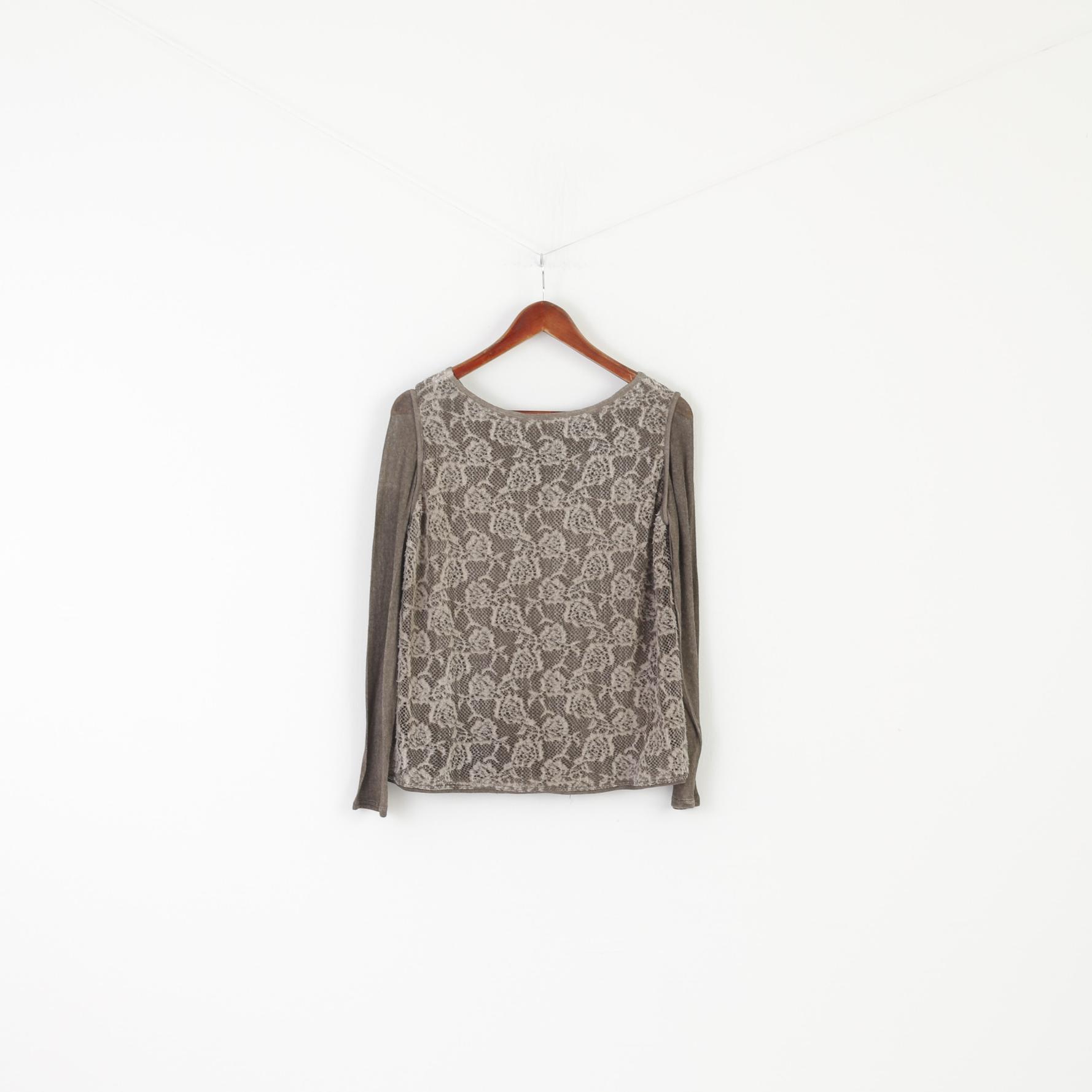 Made in Italy Women 38 S Jumper Gray ThinAcrylic Roses Summer Sweater