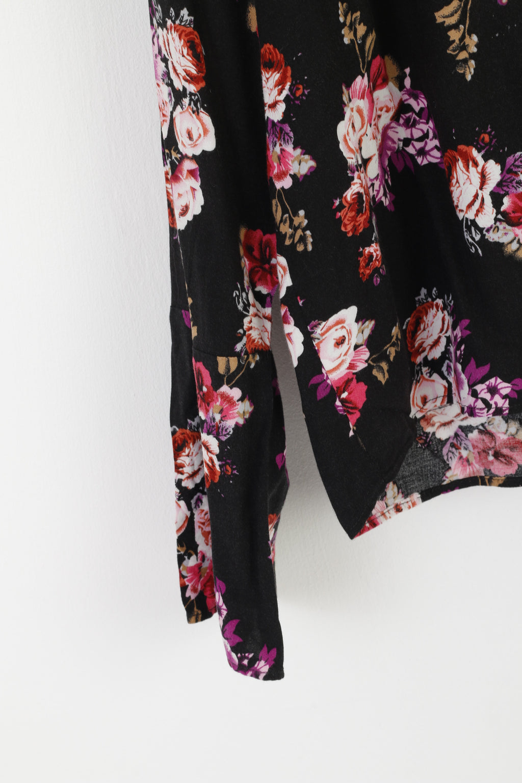 Tiger Of Sweden Jeans Women M Shirt Black Pink Floral Print Viscose Long Sleeve Top