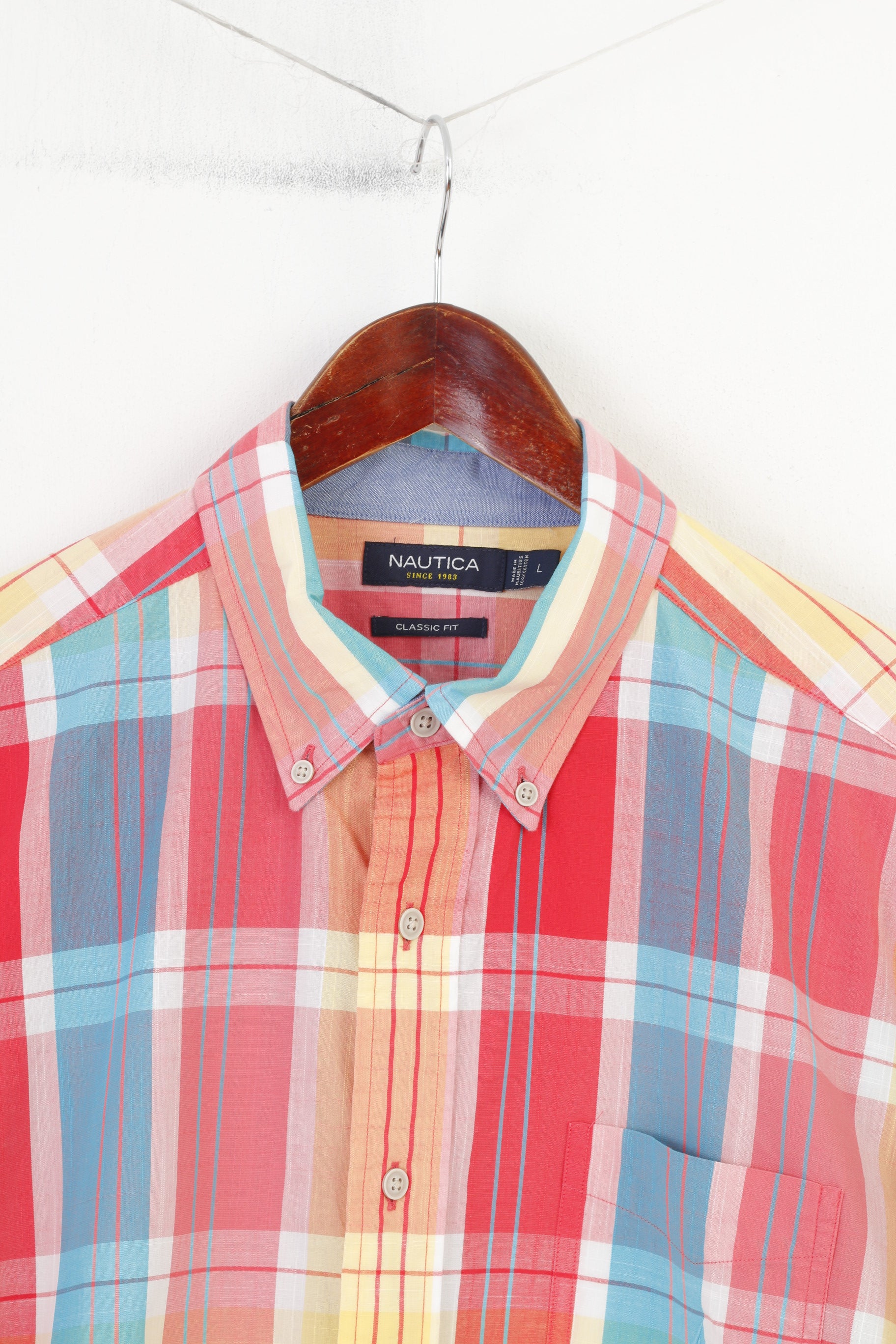 Nautica Chemise décontractée pour homme Coupe classique Multicolore à carreaux en coton à manches longues Depuis 1983 Haut vintage