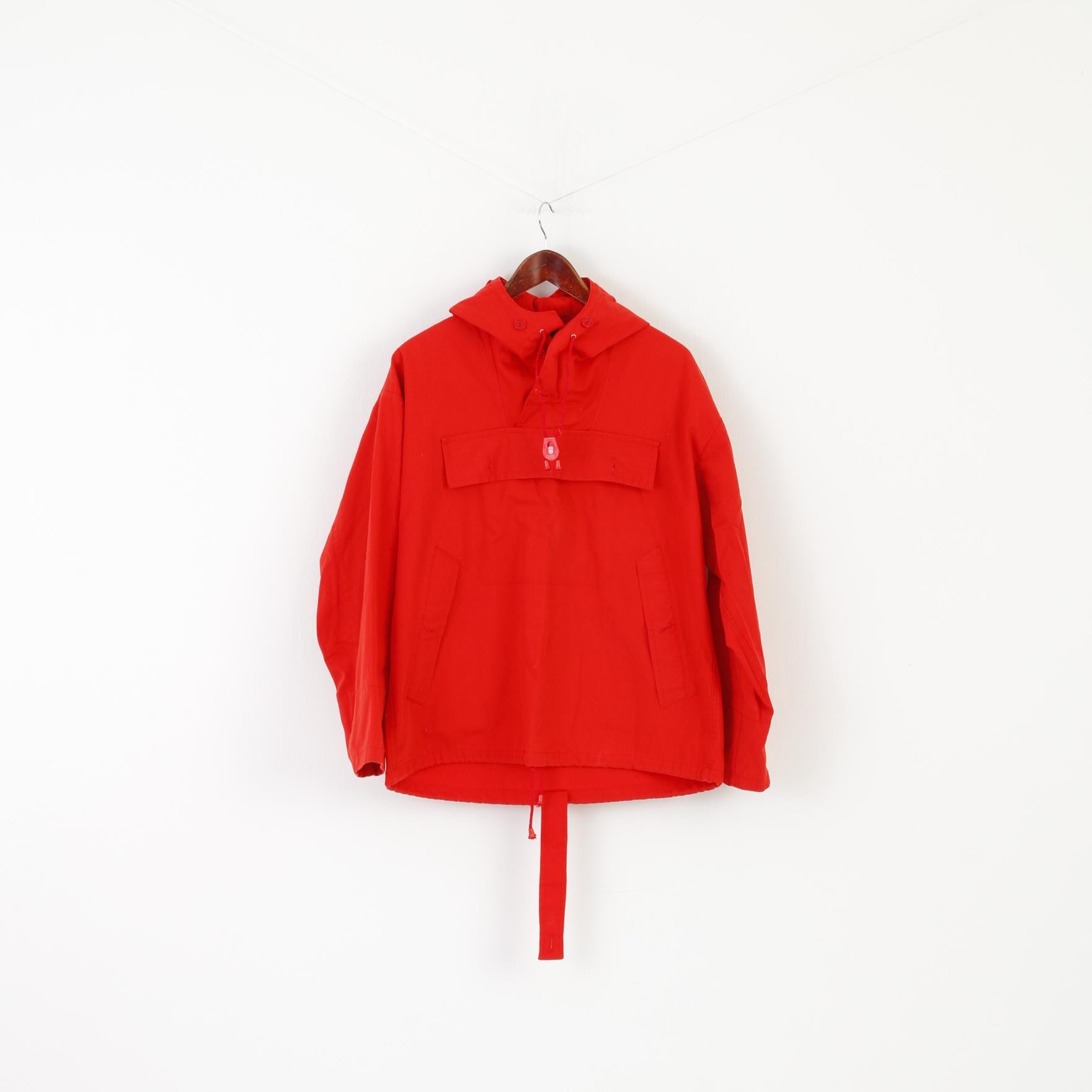 Geilo Men S Jacket Red Cotton Pullover Anorak Vintage 80s Outdoor Kangaroo Pocket Top