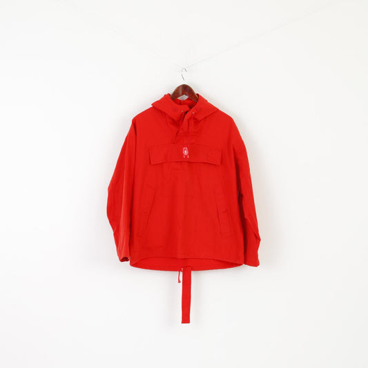 Geilo Men S Jacket Red Cotton Pullover Anorak Vintage 80s Outdoor Kangaroo Pocket Top