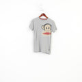 Paul Frank Tenns Boys 16 Age 176 T-Shirt Grey Graphic Big Logo Monkey Cotton Crew Neck Short Sleeve Top