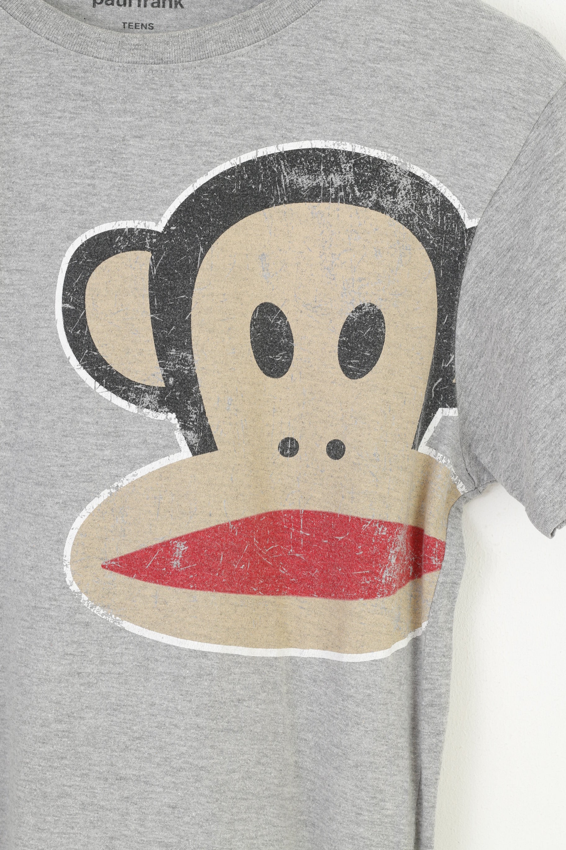 Paul Frank Tenns Garçons 16 Ans 176 T-Shirt Gris Graphique Grand Logo Singe Coton Col Rond Manches Courtes Haut