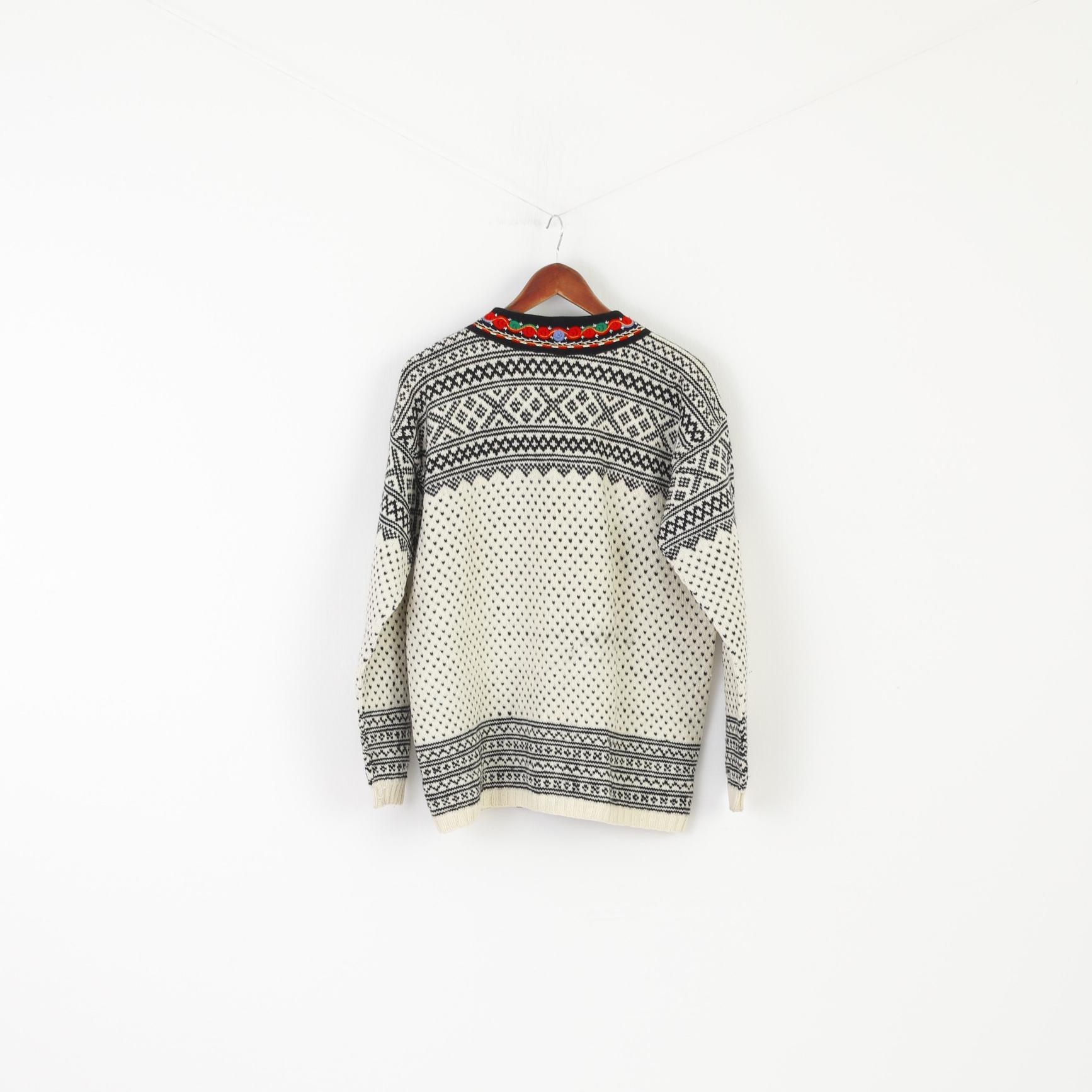 Cardigan vintage da uomo M Cardigan beige azteco Tirolo Trachten Austria Maglione lavorato a maglia di lana