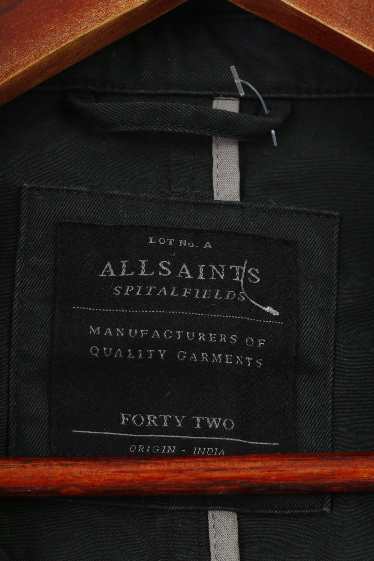 Allsaints Hommes 42 Blazer Charbon Col Bas Poches Coton Veste Vintage