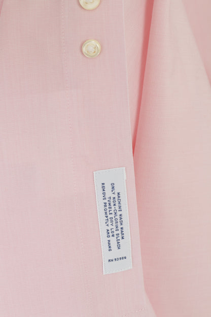 Brooks Brothers Classic Men 15.5 34 L Camicia casual Top a maniche lunghe con polsini in cotone rosa