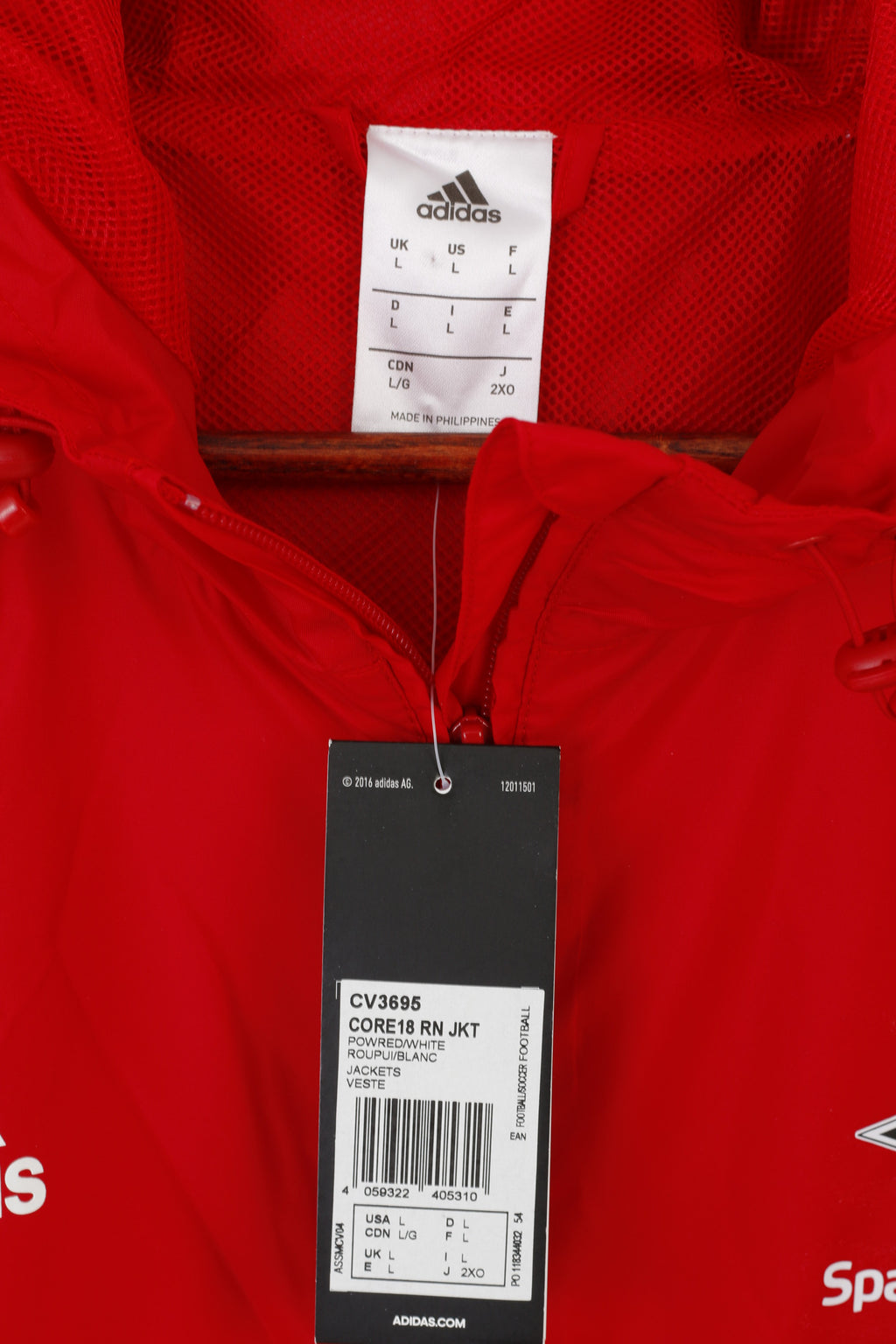 New Adidas Men L Jacket Red Nylon Rosenborg BK RBK 1917 Lightweight Sport Top