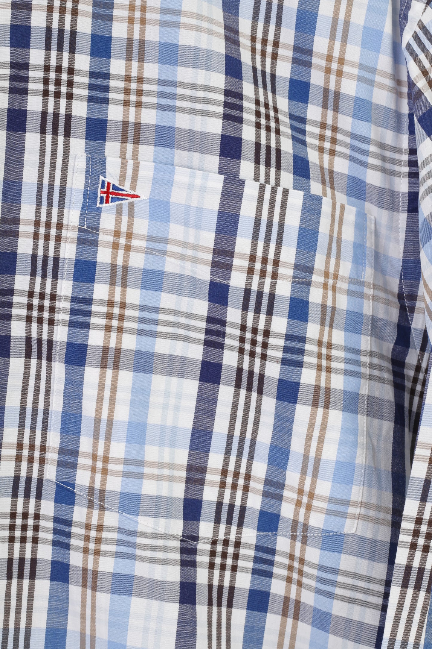 Paul R. Smith Camicia casual da uomo M. Top vestibilità regolare a maniche lunghe in cotone a quadri blu