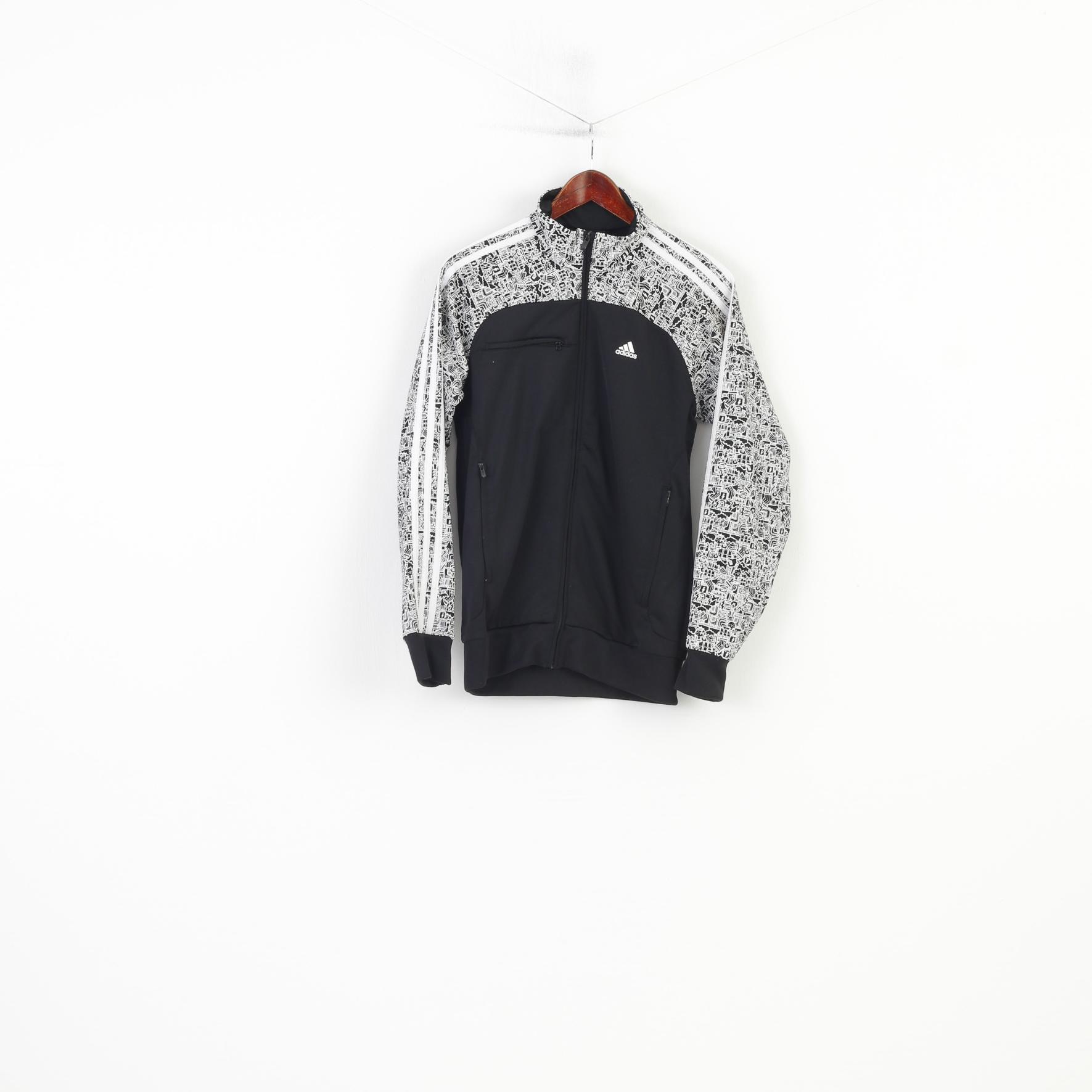 Adidas Men S Sweatshirt Full Zipper Black Collar  Sport Training Graphic Vintage Top