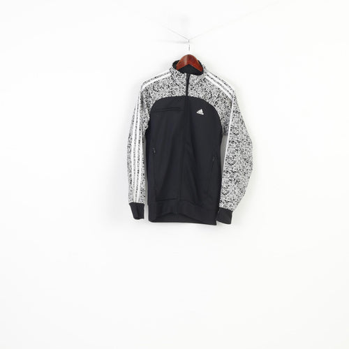 Adidas Men S Sweatshirt Full Zipper Black Collar  Sport Training Graphic Vintage Top