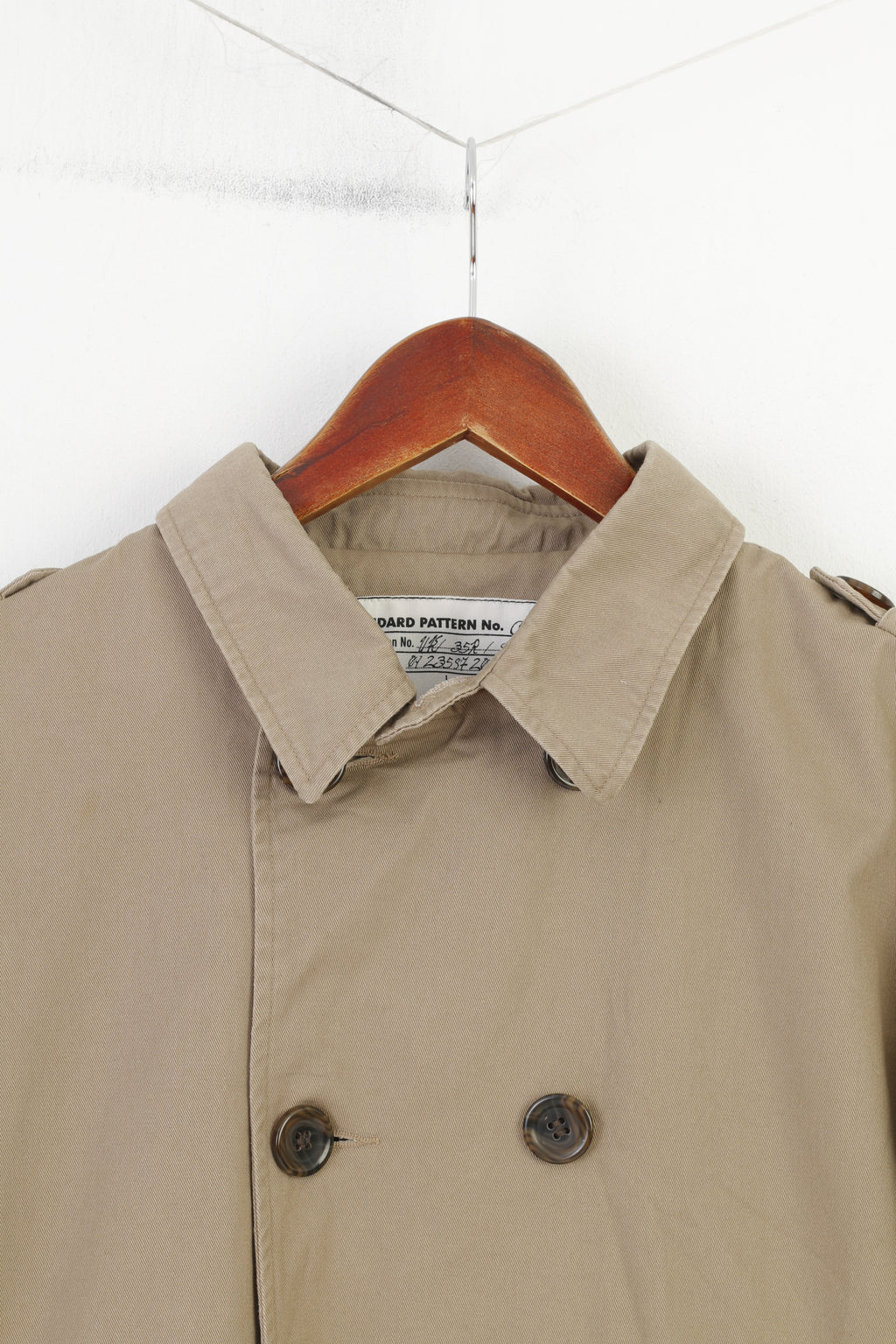 New Look Men S Jacket Beige Double Breasted Collar Standard Pattern Pockets Cotton Top