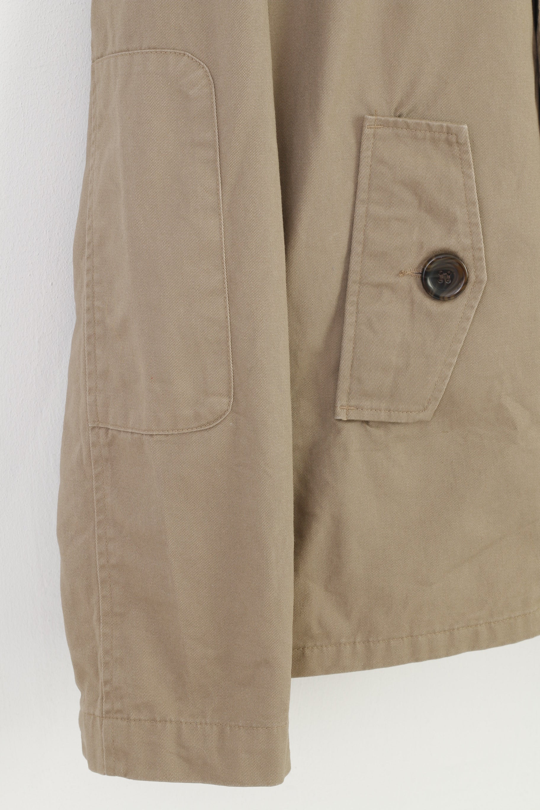 New Look Men S Jacket Beige Double Breasted Collar Standard Pattern Pockets Cotton Top