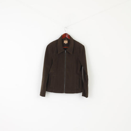 A feeling of Joy Women 36 S Jacket Green Shiny Vintage Full Zipper Lightweight Top