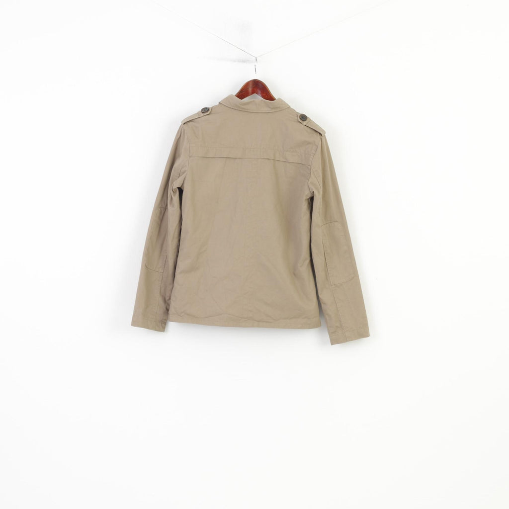 New Look Men S Jacket Beige Double Breasted Collar Standard Pattern Pockets Cotton Top