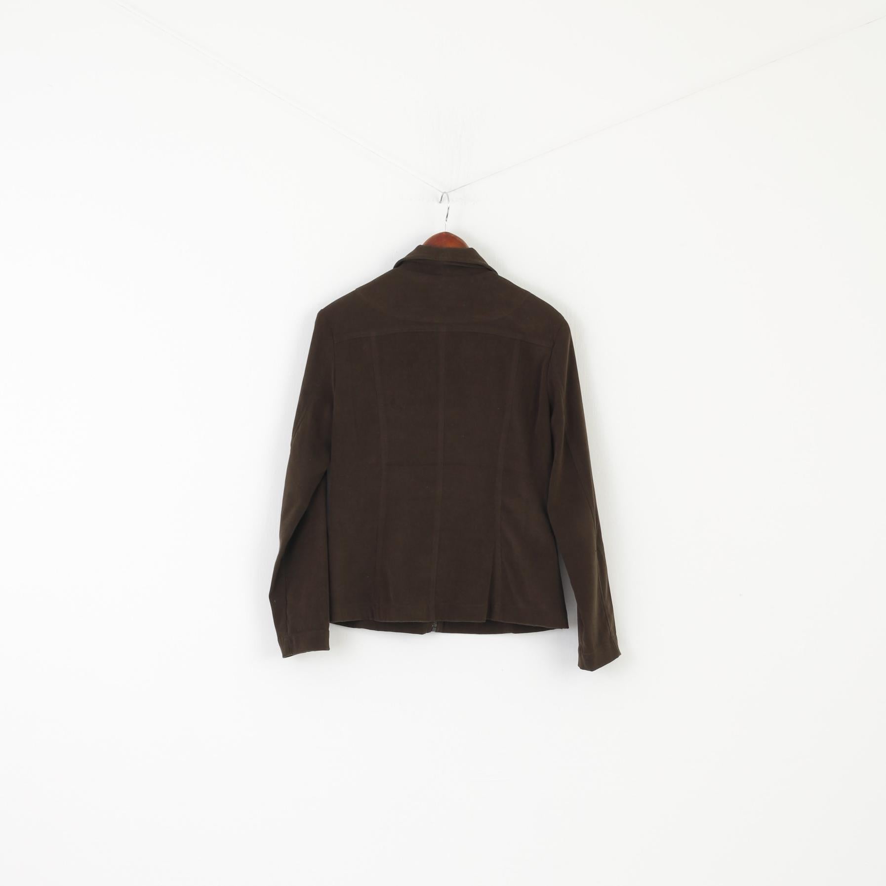 A feeling of Joy Women 36 S Jacket Green Shiny Vintage Full Zipper Lightweight Top