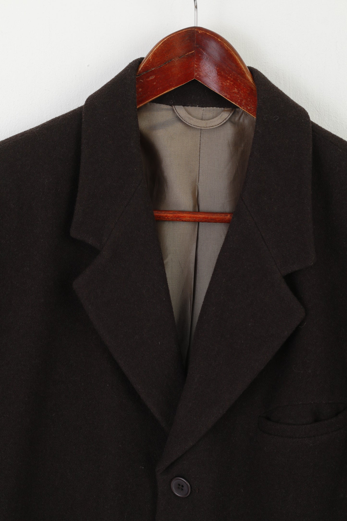 Vinci Collection Blazer Marron Vintage En Laine Mélangée Veste Simple Boutonnage Pour Homme