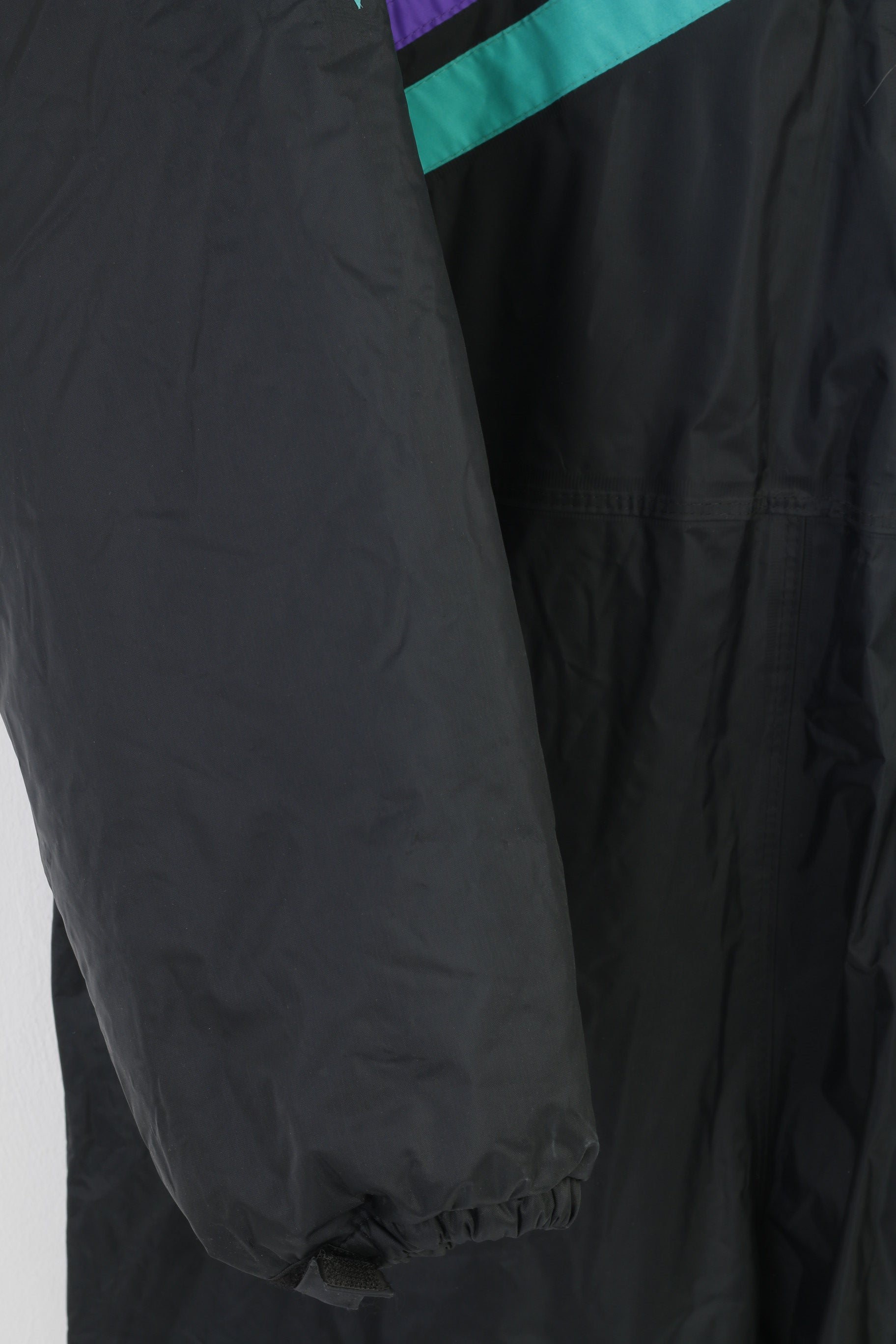 Tuta da sci da uomo Modeka L impermeabile in PVC nylon nero con cerniera intera colletto vintage imbottito