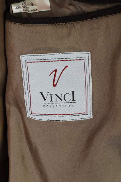 Vinci Collection Blazer Marron Vintage En Laine Mélangée Veste Simple Boutonnage Pour Homme