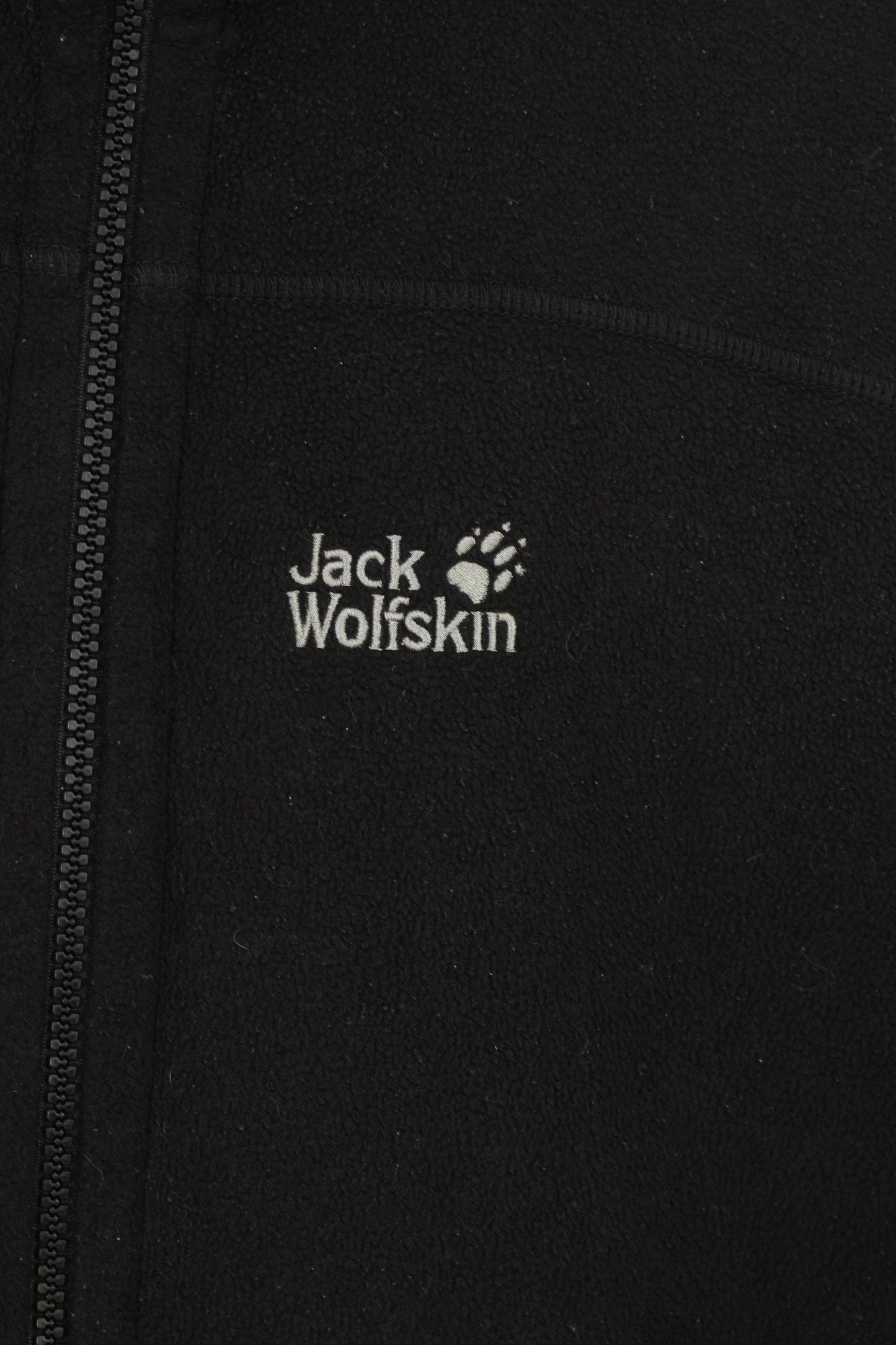 Top imbottito vintage con cerniera intera Jack Wolfskin da uomo M in pile nero
