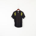 Adidas Men L Shirt Black Cotton Vintage 90s Sportswear V Neck Active Top