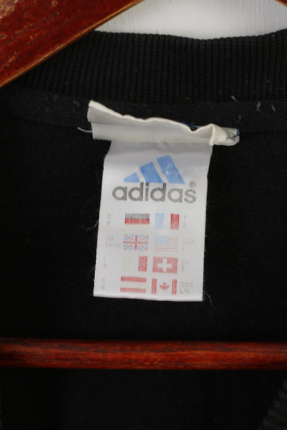 Adidas Men L Shirt Black Cotton Vintage 90s Sportswear V Neck Active Top