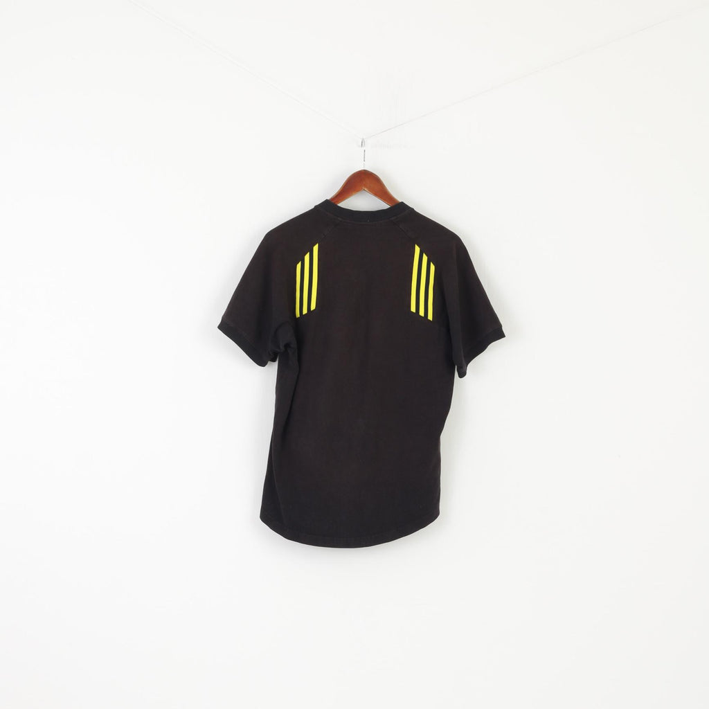 Adidas Men L Shirt Noir Coton vintage 90s Sportswear V Neck Active Top
