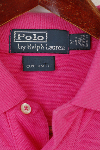 Polo by Ralph Lauren Men M Polo Shirt Pink Cotton Custom Fit Big Ponny Sport Top