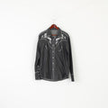 Coofandy Men L Casual Shirt Gray Emroidered Cotton Long Sleeve Western Top