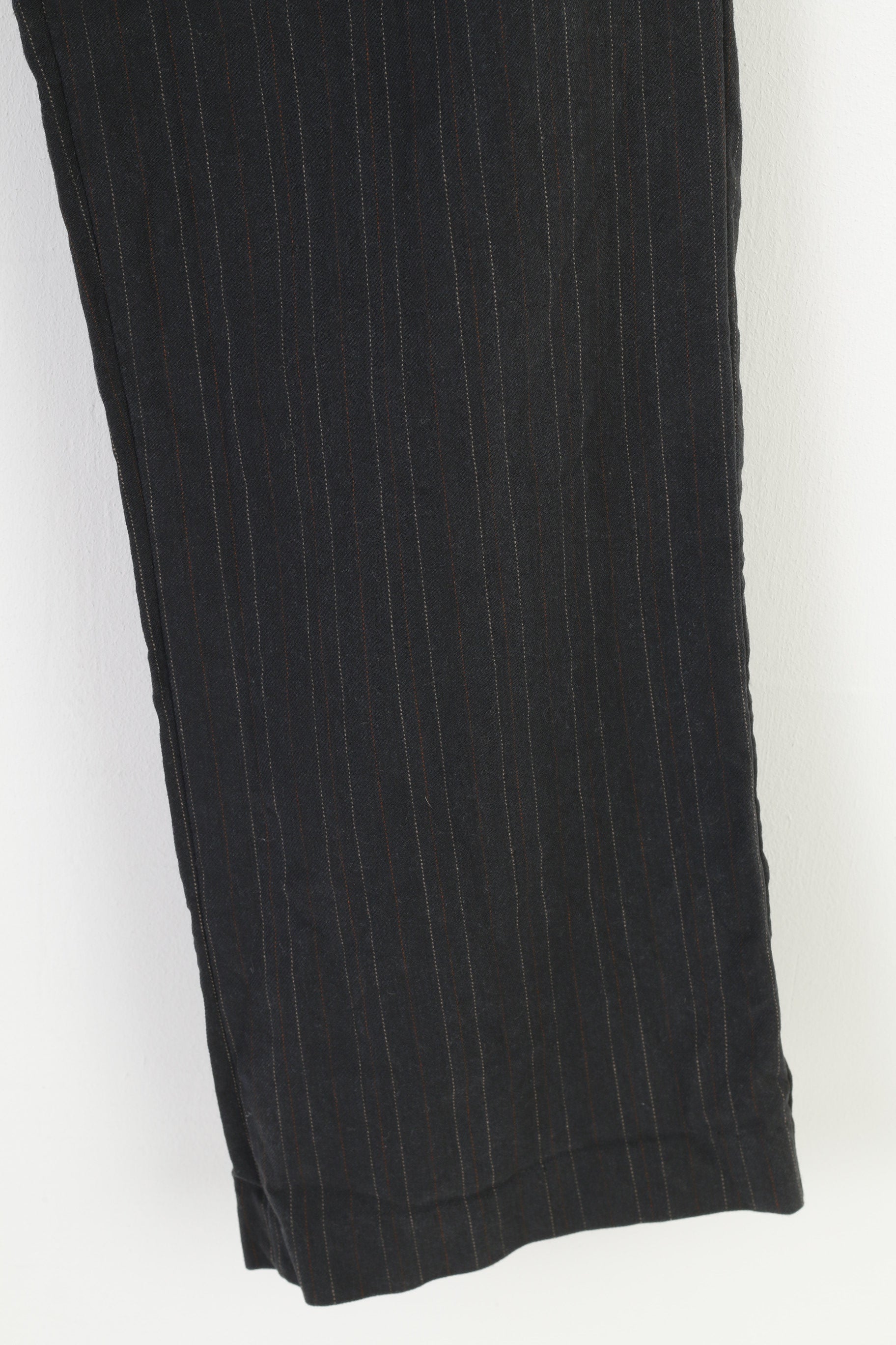 United Colors Of Benetton Men 50 Trousers Striped Cotton Charcoal Pockets Classic Top