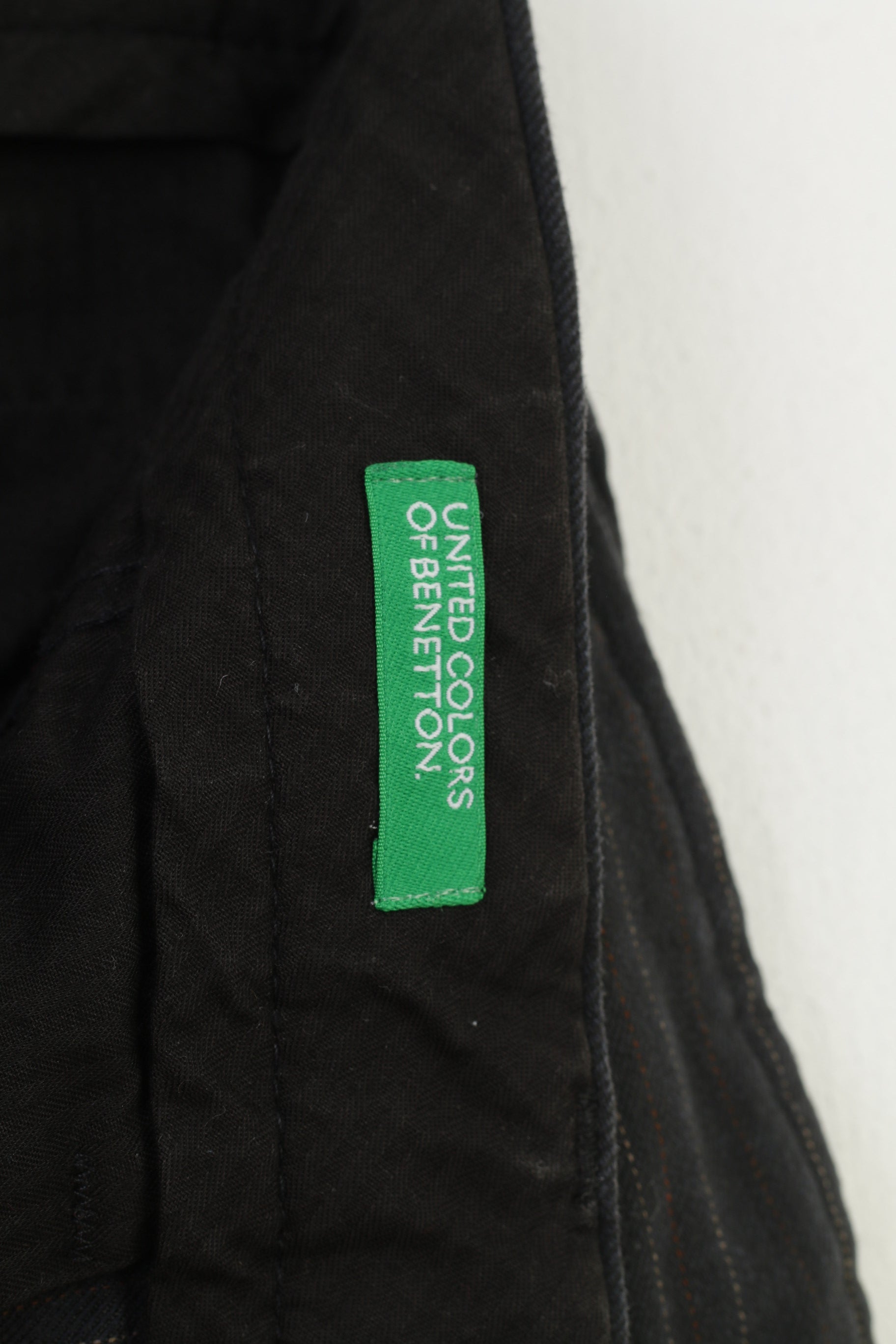 United Colors Of Benetton Men 50 Trousers Striped Cotton Charcoal Pockets Classic Top